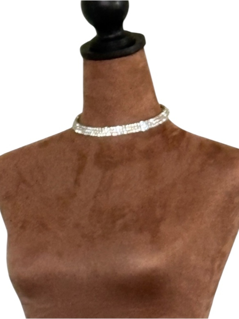 Natasha Triple Row Crystal Rhinestone Collar Choker Necklace Bridal Prom Formal